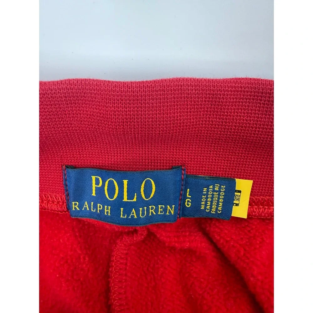 Polo Ralph Lauren Mens Colorblock Fleece Shorts Red White Blue Logo Large